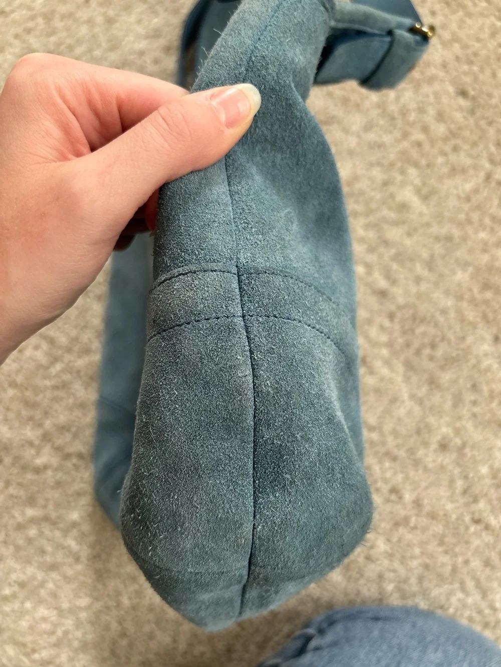 Vintage coach pool blue suede soho slim hobo bag